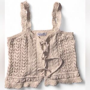 Arizona Jean Company Cream Knit Lace-Up Top